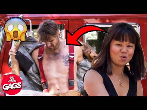 Hot Firefighter Gets Wet | Just For Laughs Gags